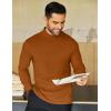 COOFANDY Mens Mock Neck Shirts Fleece Long Sleeve Tops Basic Pullover T-Shirts(Light Brown)