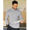 COOFANDY Mens Mock Neck Shirts Fleece Long Sleeve Tops Basic Pullover T-Shirts(Light Grey)