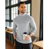 COOFANDY Mens Mock Neck Shirts Fleece Long Sleeve Tops Basic Pullover T-Shirts(Light Grey)