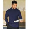COOFANDY Mens Mock Neck Shirts Fleece Long Sleeve Tops Basic Pullover T-Shirts(Navy Blue)
