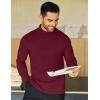 COOFANDY Mens Mock Neck Shirts Fleece Long Sleeve Tops Basic Pullover T-Shirts(Purple Red)