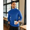 COOFANDY Mens Mock Neck Shirts Fleece Long Sleeve Tops Basic Pullover T-Shirts(Royal Blue)