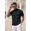 COOFANDY Men’s Mock Turtleneck Sweater Short Sleeve Casual Basic Tops Ribbed Knit Pullover Solid Tee(All Black)