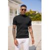 COOFANDY Men’s Mock Turtleneck Sweater Short Sleeve Casual Basic Tops Ribbed Knit Pullover Solid Tee(All Black)