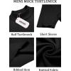 COOFANDY Men’s Mock Turtleneck Sweater Short Sleeve Casual Basic Tops Ribbed Knit Pullover Solid Tee(All Black)