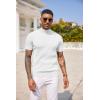 COOFANDY Men’s Mock Turtleneck Sweater Short Sleeve Casual Basic Tops Ribbed Knit Pullover Solid Tee(All White)