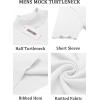 COOFANDY Men’s Mock Turtleneck Sweater Short Sleeve Casual Basic Tops Ribbed Knit Pullover Solid Tee(All White)
