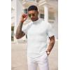 COOFANDY Men’s Mock Turtleneck Sweater Short Sleeve Casual Basic Tops Ribbed Knit Pullover Solid Tee(All White)