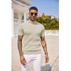COOFANDY Men’s Mock Turtleneck Sweater Short Sleeve Casual Basic Tops Ribbed Knit Pullover Solid Tee(Apricot)