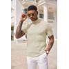 COOFANDY Men’s Mock Turtleneck Sweater Short Sleeve Casual Basic Tops Ribbed Knit Pullover Solid Tee(Apricot)