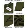 COOFANDY Men’s Mock Turtleneck Sweater Short Sleeve Casual Basic Tops Ribbed Knit Pullover Solid Tee(Army Green)