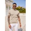 COOFANDY Men’s Mock Turtleneck Sweater Short Sleeve Casual Basic Tops Ribbed Knit Pullover Solid Tee(Beige)