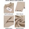 COOFANDY Men’s Mock Turtleneck Sweater Short Sleeve Casual Basic Tops Ribbed Knit Pullover Solid Tee(Beige)