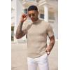 COOFANDY Men’s Mock Turtleneck Sweater Short Sleeve Casual Basic Tops Ribbed Knit Pullover Solid Tee(Beige)