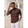 COOFANDY Men’s Mock Turtleneck Sweater Short Sleeve Casual Basic Tops Ribbed Knit Pullover Solid Tee(Brown)