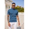 COOFANDY Men’s Mock Turtleneck Sweater Short Sleeve Casual Basic Tops Ribbed Knit Pullover Solid Tee(Dark Blue)