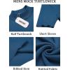 COOFANDY Men’s Mock Turtleneck Sweater Short Sleeve Casual Basic Tops Ribbed Knit Pullover Solid Tee(Dark Blue)