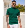 COOFANDY Men’s Mock Turtleneck Sweater Short Sleeve Casual Basic Tops Ribbed Knit Pullover Solid Tee(Dark Green)
