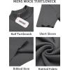 COOFANDY Men’s Mock Turtleneck Sweater Short Sleeve Casual Basic Tops Ribbed Knit Pullover Solid Tee(Dark Grey)