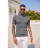 COOFANDY Men’s Mock Turtleneck Sweater Short Sleeve Casual Basic Tops Ribbed Knit Pullover Solid Tee(Dark Grey)