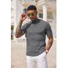 COOFANDY Men’s Mock Turtleneck Sweater Short Sleeve Casual Basic Tops Ribbed Knit Pullover Solid Tee(Dark Grey)
