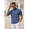 COOFANDY Men’s Mock Turtleneck Sweater Short Sleeve Casual Basic Tops Ribbed Knit Pullover Solid Tee(Grey Blue)