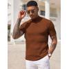 COOFANDY Men’s Mock Turtleneck Sweater Short Sleeve Casual Basic Tops Ribbed Knit Pullover Solid Tee(Light Brown)