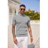 COOFANDY Men’s Mock Turtleneck Sweater Short Sleeve Casual Basic Tops Ribbed Knit Pullover Solid Tee(Light Grey)