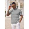 COOFANDY Men’s Mock Turtleneck Sweater Short Sleeve Casual Basic Tops Ribbed Knit Pullover Solid Tee(Light Grey)