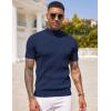 COOFANDY Men’s Mock Turtleneck Sweater Short Sleeve Casual Basic Tops Ribbed Knit Pullover Solid Tee(Navy Blue)
