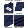 COOFANDY Men’s Mock Turtleneck Sweater Short Sleeve Casual Basic Tops Ribbed Knit Pullover Solid Tee(Navy Blue)