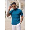 COOFANDY Men’s Mock Turtleneck Sweater Short Sleeve Casual Basic Tops Ribbed Knit Pullover Solid Tee(Peacock Blue)