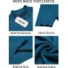 COOFANDY Men’s Mock Turtleneck Sweater Short Sleeve Casual Basic Tops Ribbed Knit Pullover Solid Tee(Peacock Blue)