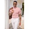 COOFANDY Men’s Mock Turtleneck Sweater Short Sleeve Casual Basic Tops Ribbed Knit Pullover Solid Tee(Pink)