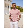COOFANDY Men’s Mock Turtleneck Sweater Short Sleeve Casual Basic Tops Ribbed Knit Pullover Solid Tee(Pink)