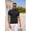 COOFANDY Men’s Mock Turtleneck Sweater Short Sleeve Casual Basic Tops Ribbed Knit Pullover Solid Tee(Striped Black)