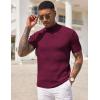 COOFANDY Men’s Mock Turtleneck Sweater Short Sleeve Casual Basic Tops Ribbed Knit Pullover Solid Tee(Wine Red)
