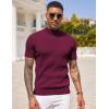 COOFANDY Men’s Mock Turtleneck Sweater Short Sleeve Casual Basic Tops Ribbed Knit Pullover Solid Tee(Wine Red)