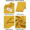 COOFANDY Men’s Mock Turtleneck Sweater Short Sleeve Casual Basic Tops Ribbed Knit Pullover Solid Tee(Yellow)