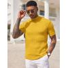 COOFANDY Men’s Mock Turtleneck Sweater Short Sleeve Casual Basic Tops Ribbed Knit Pullover Solid Tee(Yellow)