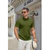 COOFANDY Men’s Mock Turtleneck Sweater Short Sleeve Casual Knitted T-Shirts Thermal Tops Solid Basic Tee(Army Green)