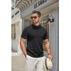 COOFANDY Men’s Mock Turtleneck Sweater Short Sleeve Casual Knitted T-Shirts Thermal Tops Solid Basic Tee(Black)