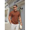 COOFANDY Men’s Mock Turtleneck Sweater Short Sleeve Casual Knitted T-Shirts Thermal Tops Solid Basic Tee(Camel)