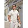 COOFANDY Men’s Mock Turtleneck Sweater Short Sleeve Casual Knitted T-Shirts Thermal Tops Solid Basic Tee(Cream White)