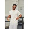 COOFANDY Men’s Mock Turtleneck Sweater Short Sleeve Casual Knitted T-Shirts Thermal Tops Solid Basic Tee(Cream White)