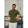 COOFANDY Men’s Mock Turtleneck Sweater Short Sleeve Casual Knitted T-Shirts Thermal Tops Solid Basic Tee(Dark Green)