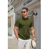COOFANDY Men’s Mock Turtleneck Sweater Short Sleeve Casual Knitted T-Shirts Thermal Tops Solid Basic Tee(Dark Green)