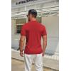 COOFANDY Men’s Mock Turtleneck Sweater Short Sleeve Casual Knitted T-Shirts Thermal Tops Solid Basic Tee(Deep Red)