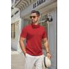 COOFANDY Men’s Mock Turtleneck Sweater Short Sleeve Casual Knitted T-Shirts Thermal Tops Solid Basic Tee(Deep Red)