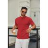 COOFANDY Men’s Mock Turtleneck Sweater Short Sleeve Casual Knitted T-Shirts Thermal Tops Solid Basic Tee(Deep Red)
